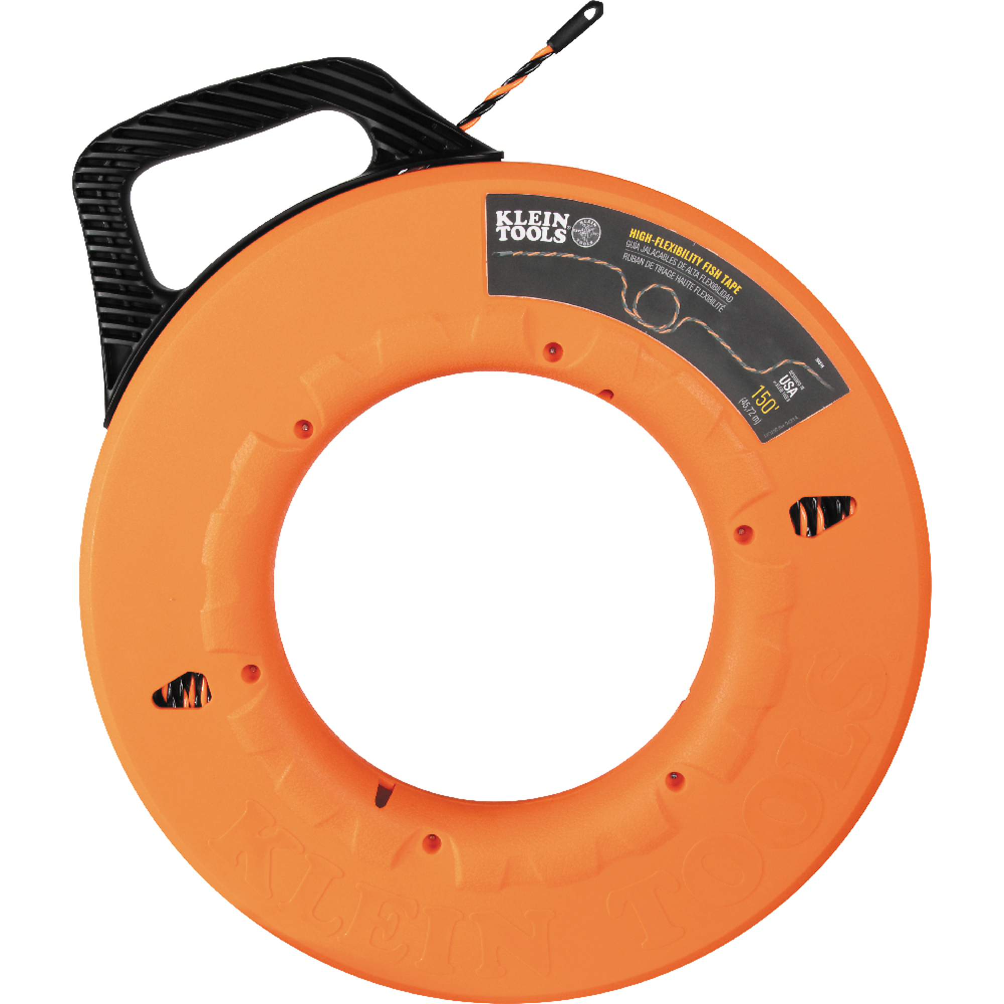 Klein Tools, High Flex Polyester Fish Tape, 150ft., Tape Length 1800 in, Tape Diameter 1/4 in, Model# 50376